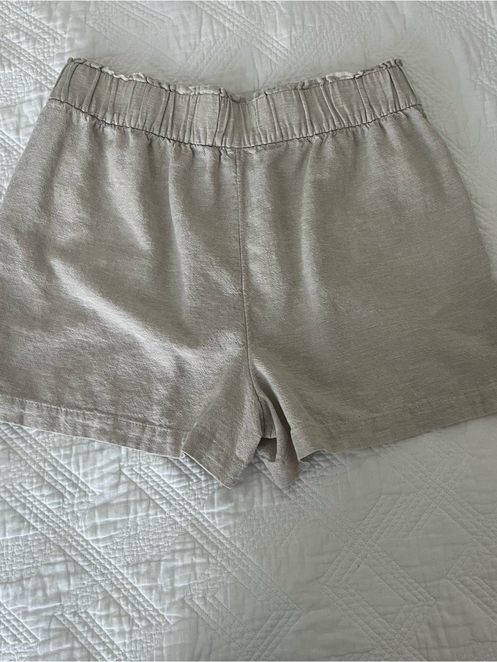 Neutral Oatmeal Linen Shorts - Coastal Clean Girl - Picture 3 of 4